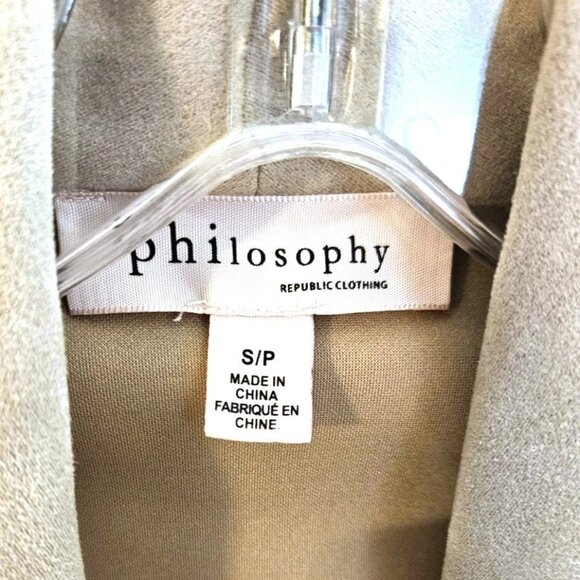 Philosophy Faux Suede Open Front Soft Drape Blazer Jacket Womens Size S EUC - Picture 2 of 8